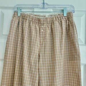 NWT Aerie Pajama Bottoms Women’s Medium Baggy Fit Wide Leg Koko Brown Plaid